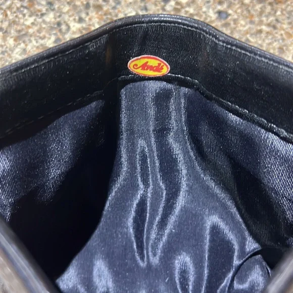 VINTAGE 1950’s ANDE Black genuine Leather handbag, Gold chain strap - Picture 8 of 9